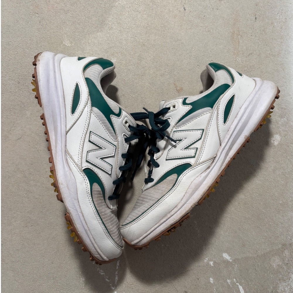 New Balance Malbon Golf Heritage White Green Spiked Shoes Mens 9.5
